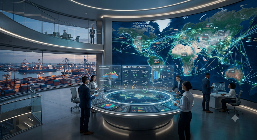 OrchestrAI logistics command center with global supply chain visibility
