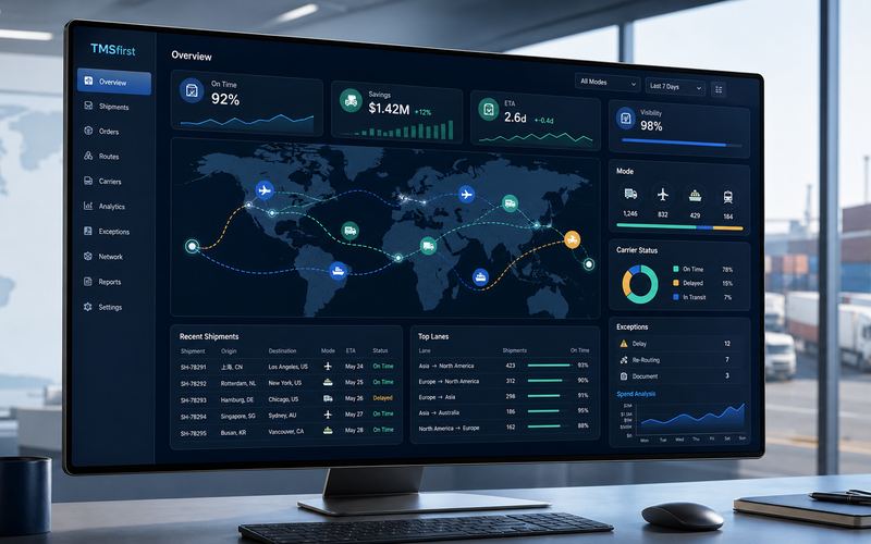Shipment visibility dashboard with freight tracking data