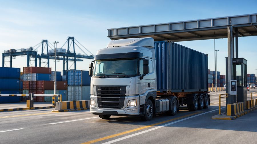 Container drayage truck movement from port to warehouse